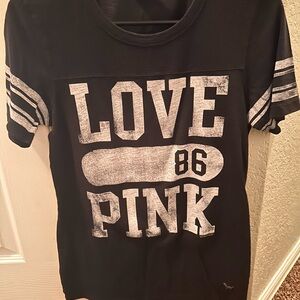 PINK Victoria's Secret Black and Gray Short Sleeve Tee